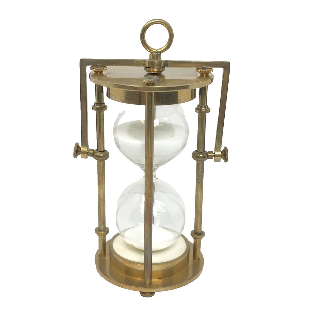 Vintage Brass Marine Gimbal Hourglass Nautical Hanging Ships Sand Timer Clock